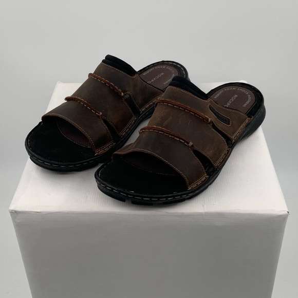 NWOT Rockport Men’s Darwyn Brown Slide Sandals Shoes, Size 10.5 - Picture 7 of 11